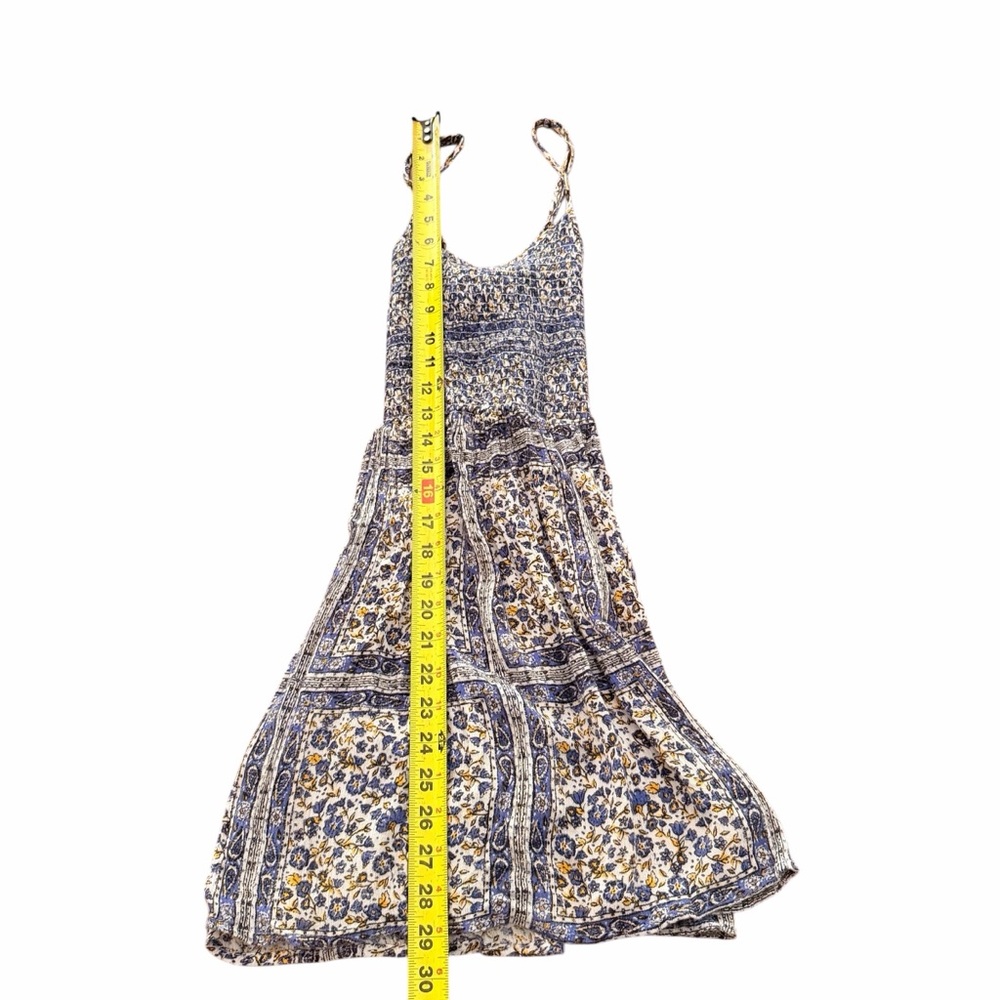Forever 21 Smocked Navy Yellow White Floral Sundress Small - Picture 3 of 5